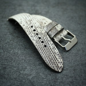Ready to ship! 20mm Lizard Leather Watch Strap | Black and White Pattern Handcrafted Replacement Band | elegant genuine lizard watch band
