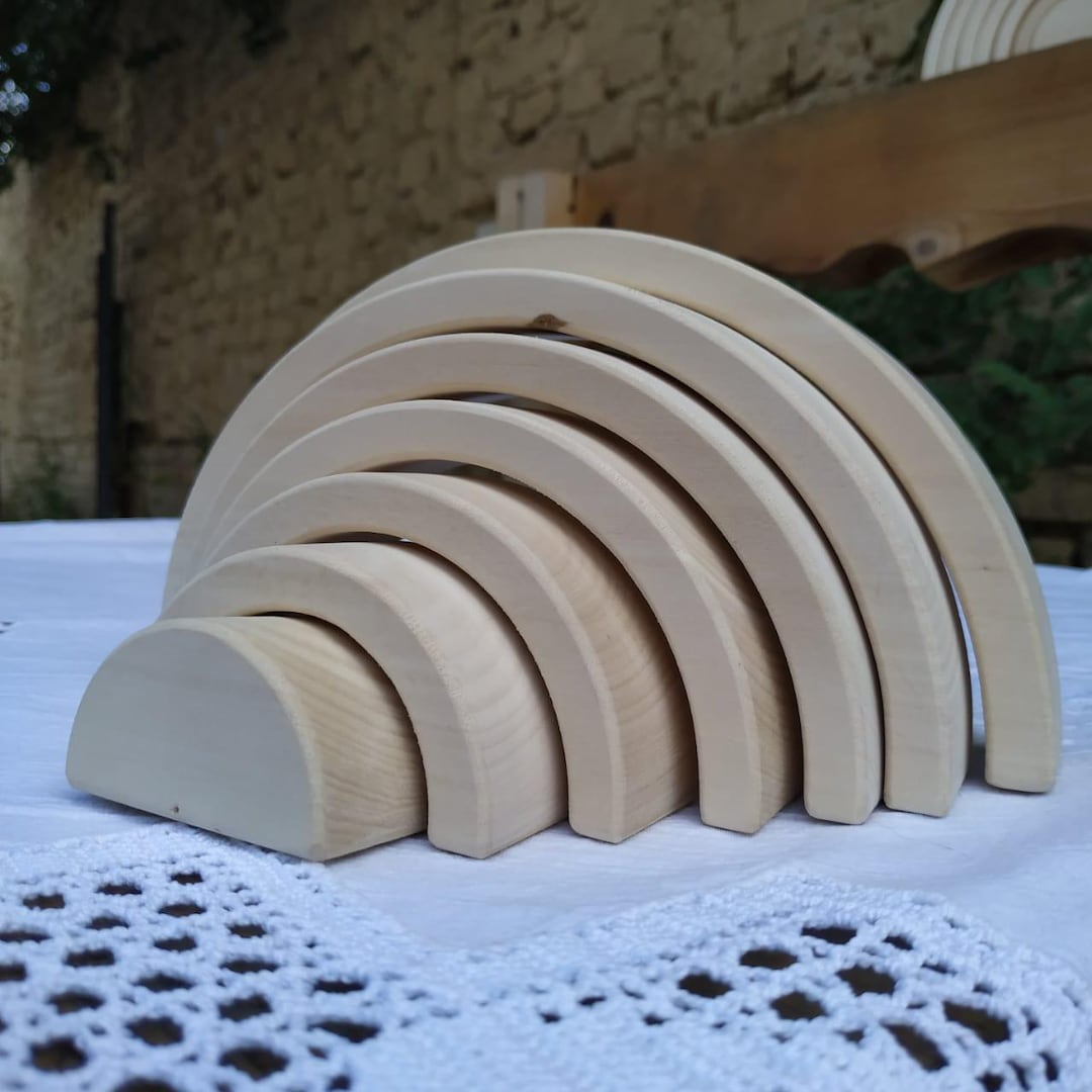 Unfinished Wood Rainbow Stacker (7 Pcs) / Waldorf Rainbow / DIY Wooden ...