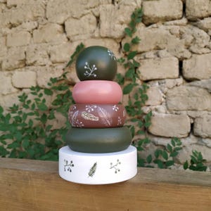 Hand-Painted Wooden Stacking Pyramid for Kids | Montessori-Inspired Rainbow Stacker | Eco-Friendly Educational Toy