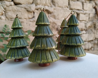 Hand-Painted Wooden Christmas Tree Ornament / Holiday Decor, Eco-Friendly Christmas Decoration