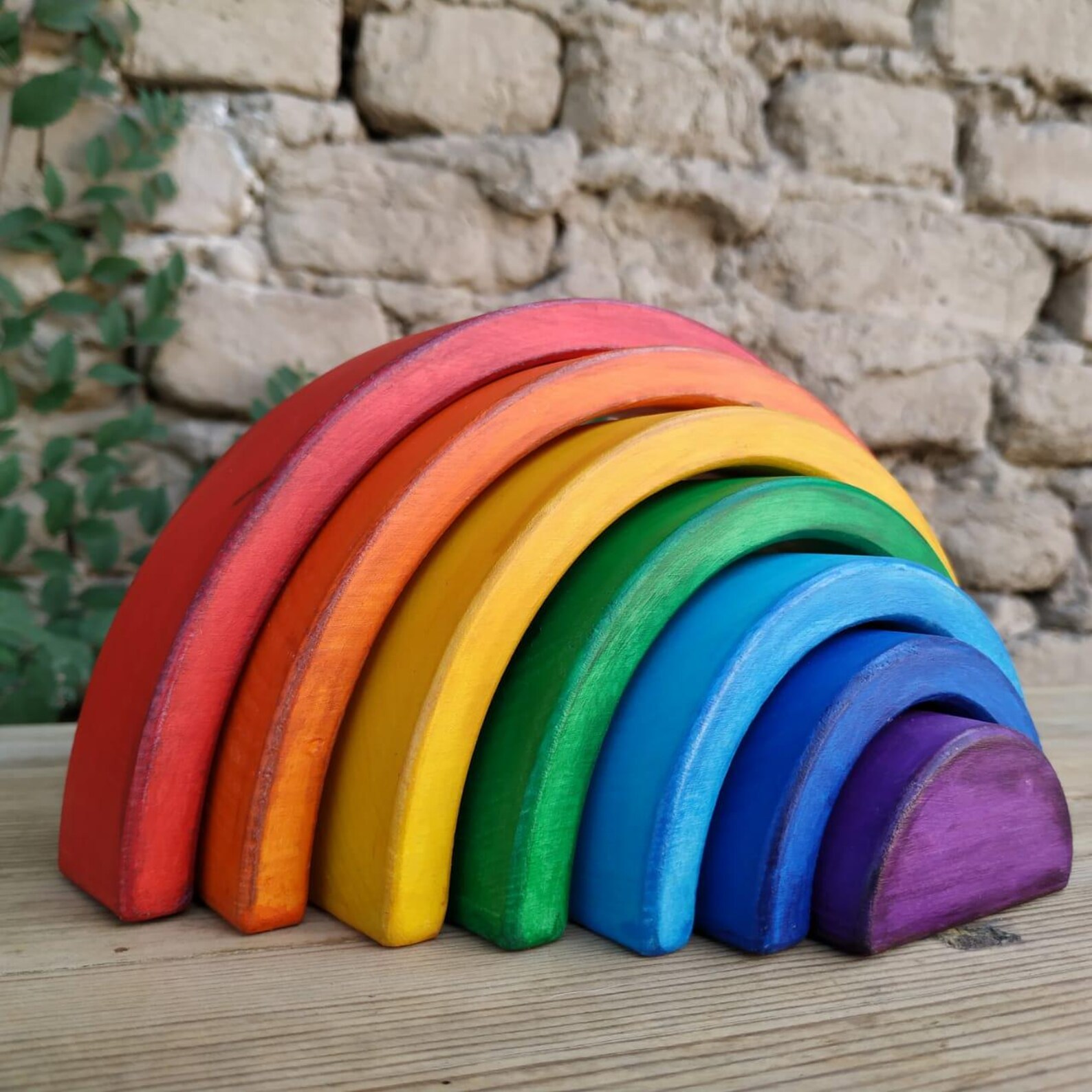 Wooden Rainbow Stacker / Montessori Baby Toy / Wooden Toys / 7 Pieces ...