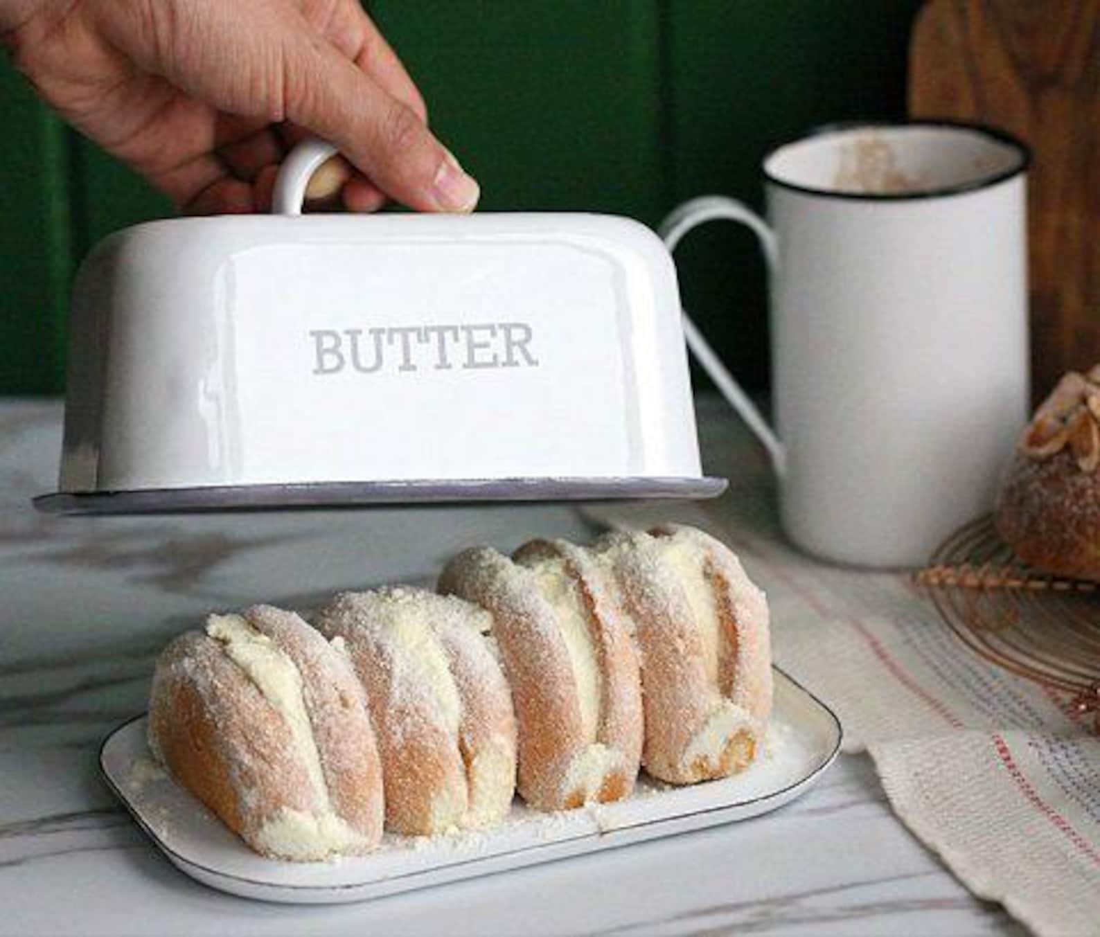 White Farmhouse Butter Dish : White Ceramic Butter Dish Farmhouse Style