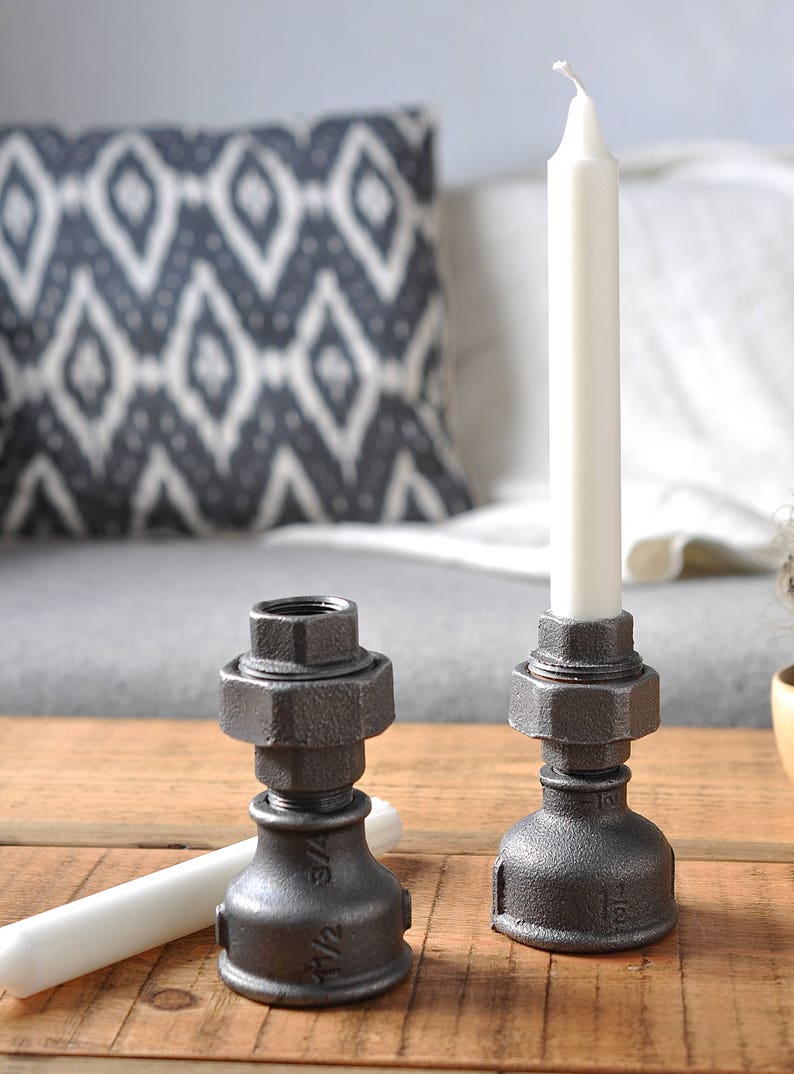 Pair of Industrial Style Candle Holders Etsy