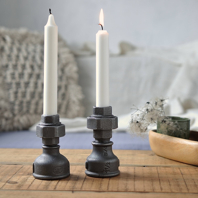 Pair of Industrial Style Candle Holders Etsy
