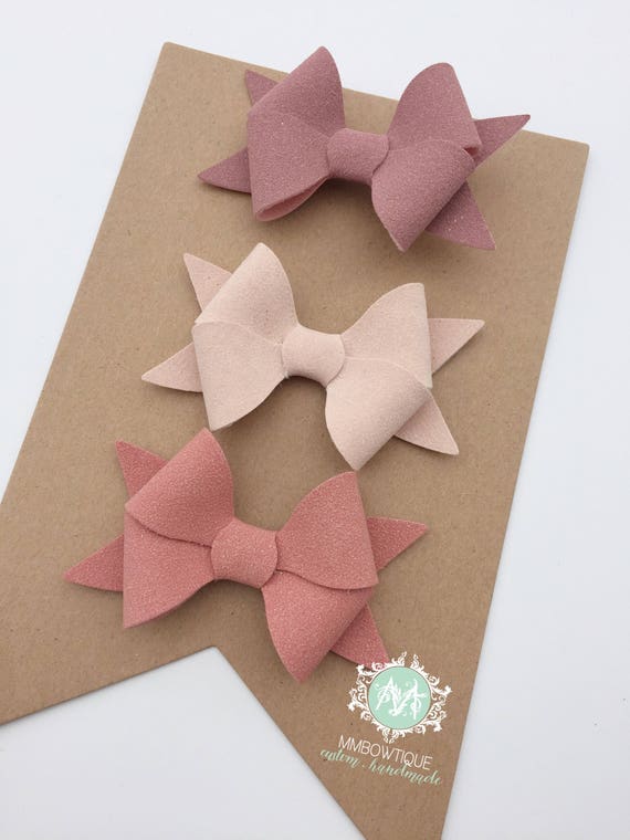Baby Girl Headband, Faux Suede Bow Clips or Headband, Baby Bow Clip, Girl Bows