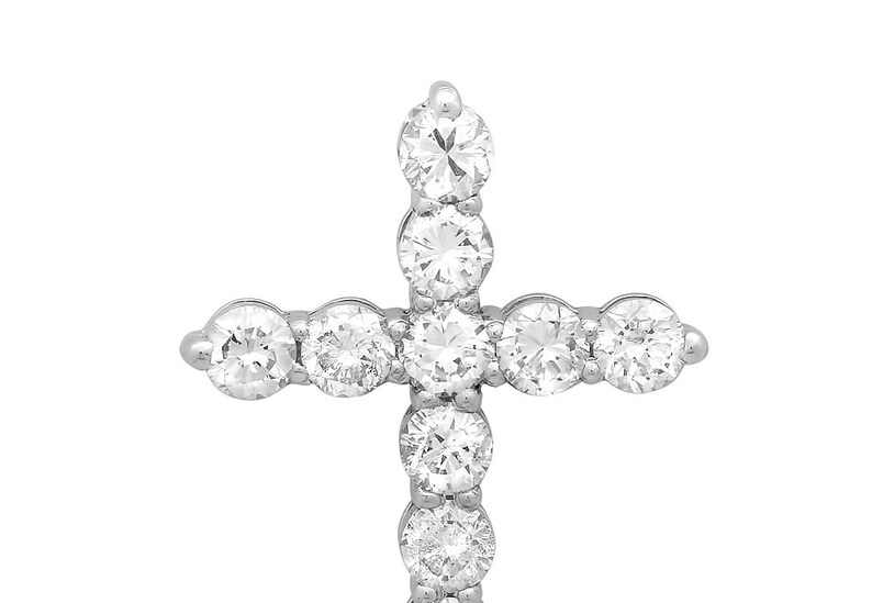 Diamond Cross Pendant Christian Cross Necklace White Gold Etsy