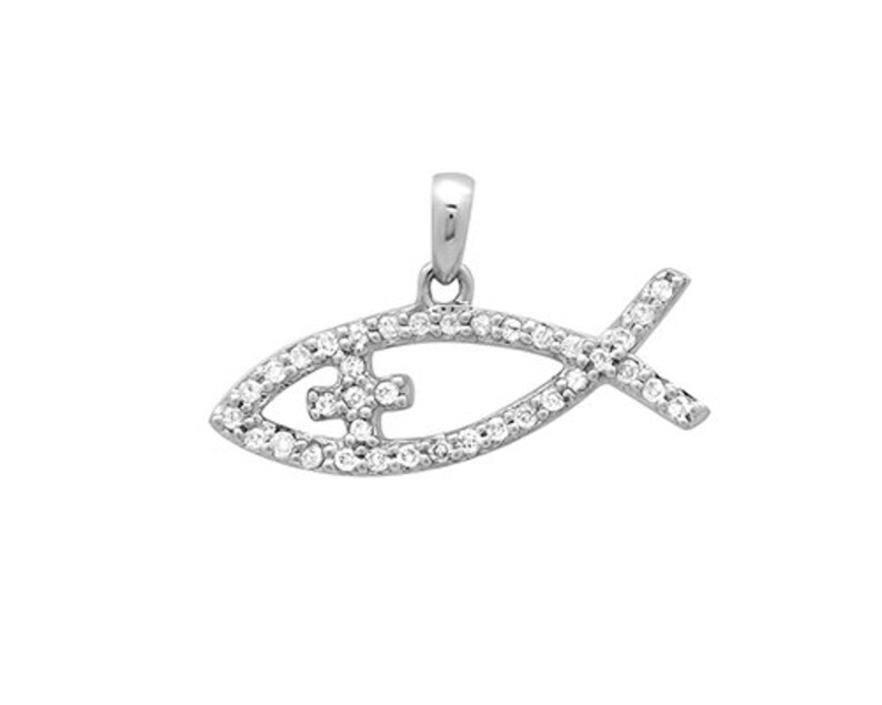 Christian Fish Necklace Diamond Pendant Etsy