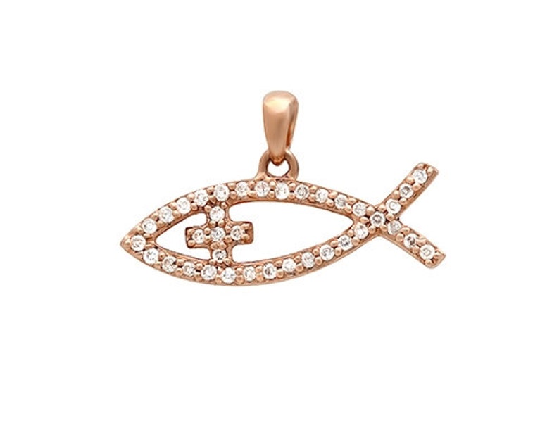 Christian Fish Necklace Diamond Pendant Etsy