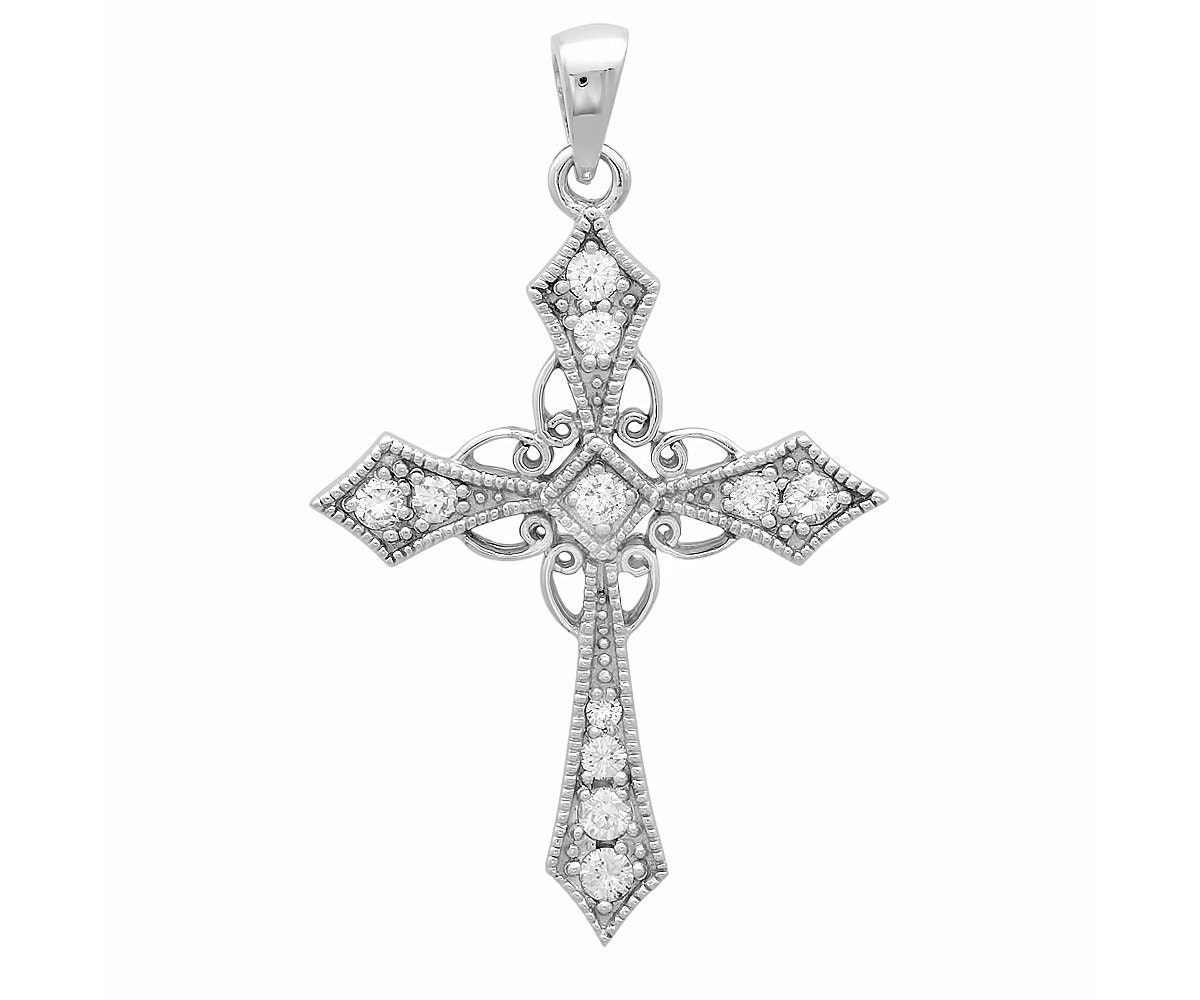 Diamond Cross Necklace White Gold Cross 