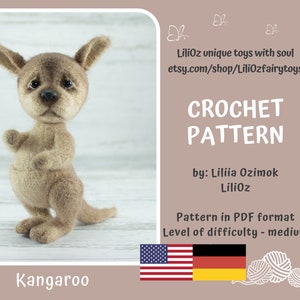 Pattern crochet amigurumi kangaroo, pattern crochet Australian marsupials animals (Sample Amigurumi Dolls)