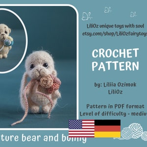 Crochet pattern amigurumi miniature teddy bear, Crochet pattern teddy bunny (Amigurumi Doll Pattern)