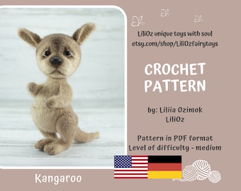 Patron de kangourou au crochet : animal australien amigurumi (Patron PDF)