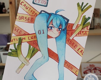 Impresión A4/A5 de Shiteyanyo / Cursed Miku / Arte de acuarela de Vocaloid/Miku