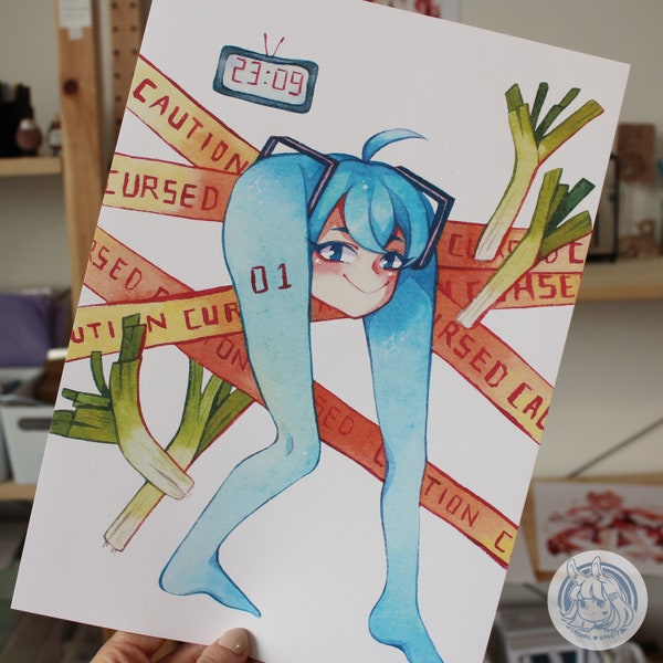 Shiteyanyo / Cursed Miku A4/A5 Print | Vocaloid/Miku Watercolour Fan Art