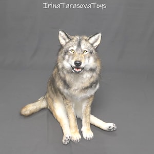 Wolf realistische Tiere Spielzeug OOAK Kunst Puppe Kopie Wildhund weiche Skulptur ausgestopfte Tier Replik Taxidermie