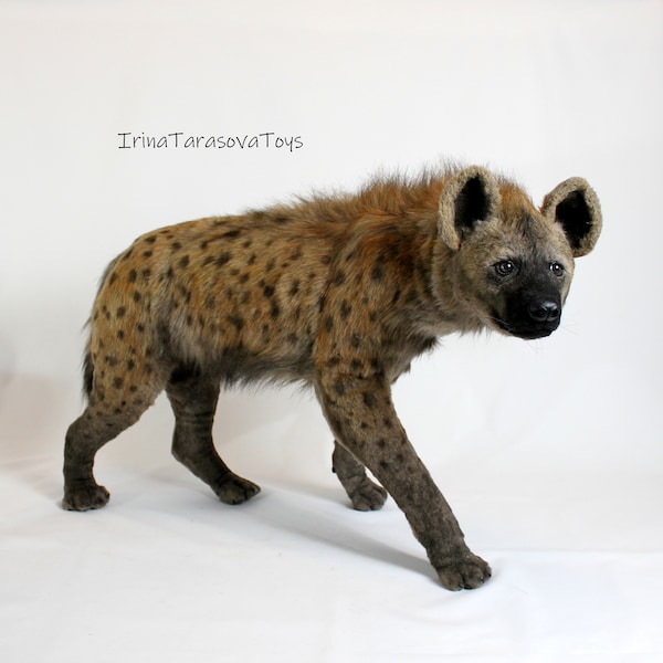 Realistisches Stofftier Hyäne Plüsch Faux Taxidermie Dekor Home Art Spielzeug Braun gepunktet