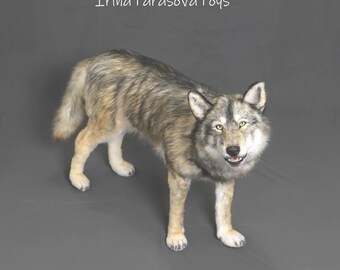 オオカミのリアルな動物のおもちゃ OOAK アートドール コピー 野生の犬