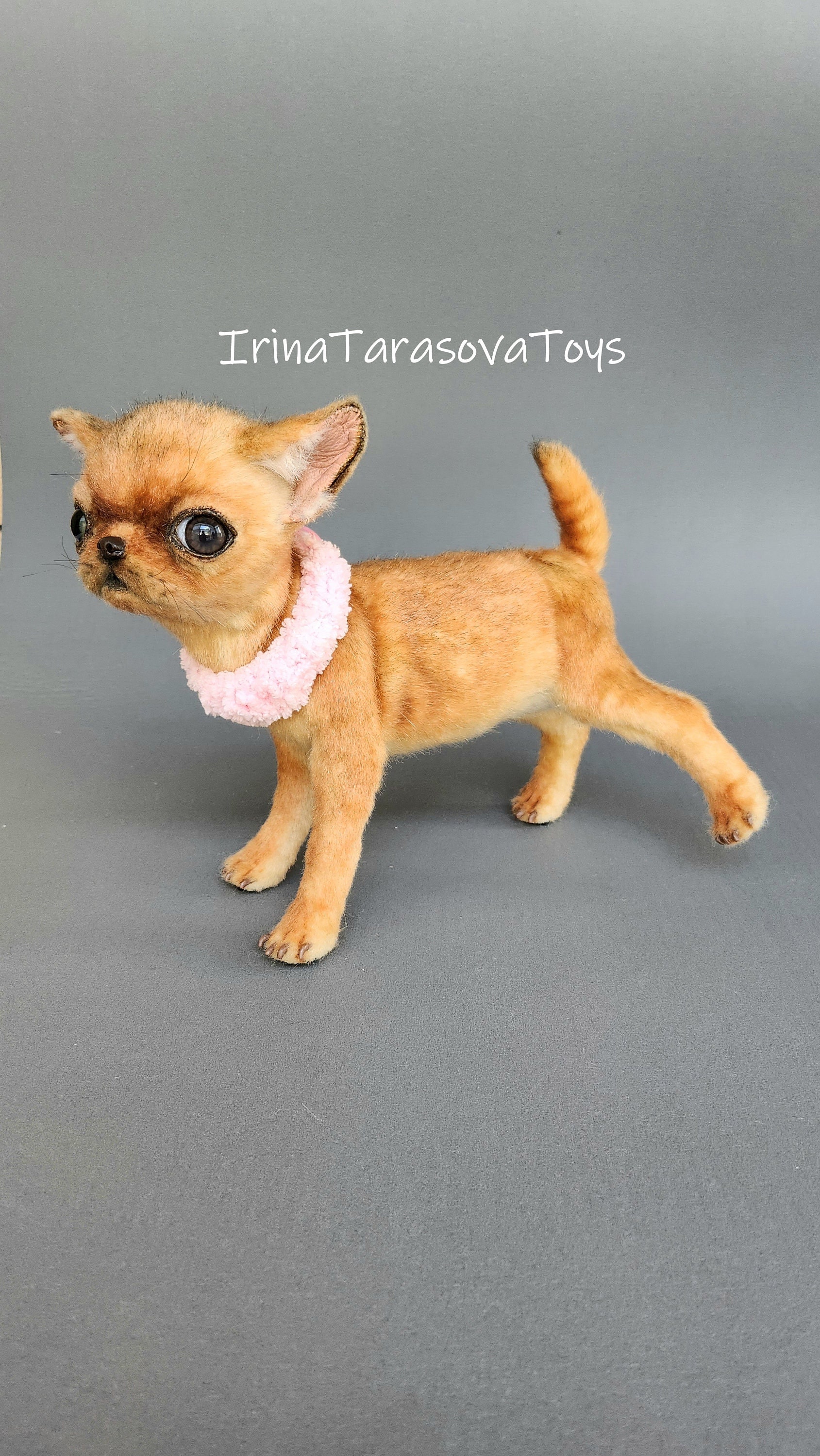 Chihuahua Realistic Toy Cute Puppie Brown Collectible Poseable Faux Fur  Taxdermy Soft Sculpture Mini Dog Decor Home Gift 