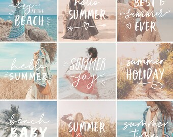 Summer Overlays 9x, Summer text overlay set, Summer overlay, Photography overlays, Summer word art, text overlay, holiday, png and psd