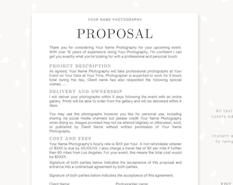 Photographer proposal template, Photography Forms, Forms For Photographer, Photography Contract, Proposal template, Canva template, C05