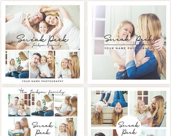 Sneak peek photography template set of four, sneak peek collage, sneak peek blog boards, sneak peak collages, square boards, preview