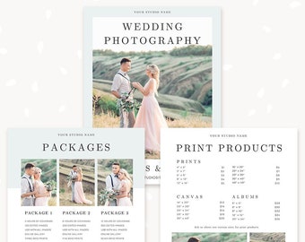 Pricing template for photographers, pricing guide wedding photography template, price list template, photographer pricing package list