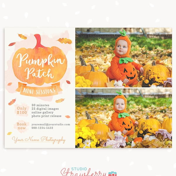 Pumpkin mini sessions, Pumpkin Patch mini session, Pumpkin stand, Fall Mini Session Template, Photography marketing, Autumn Photoshop PSD