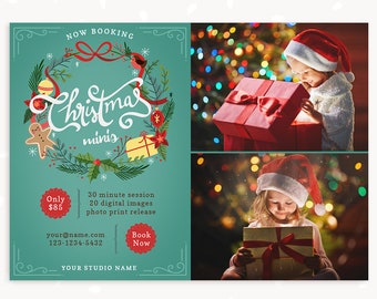 Christmas Mini Session Template, Christmas marketing board, Photography marketing, Photoshop template, Christmas template, Mini sessions