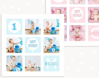 Cake smash photo collage template, First birthday, Cake smash collage, Cake smash mini session collage, Photography, Storyboard, Boy, Girl