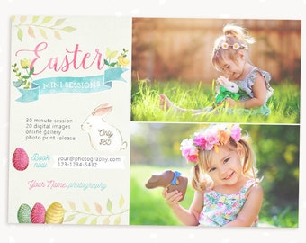 Easter Mini Session Template, Easter Mini Sessions, Marketing Board, Photoshop Template, Photography Marketing Set, Kit, Spring, Watercolor