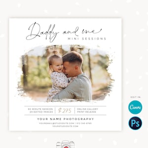 Daddy and Me Mini Session Template, Canva, Photoshop, Fathers day mini session template, Fathers Day Mini Sessions, Daddy and me, Dad and me