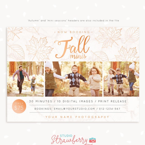 Fall Mini Session Template, Autumn mini sessions, Fall photography, Fall Photoshop template, Autumn photography, Fall marketing, Facebook