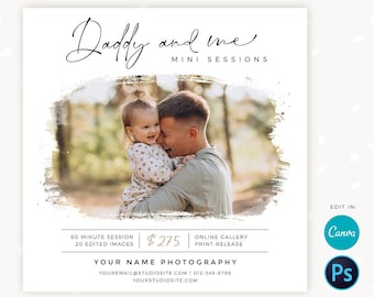 Daddy and Me Mini Session Template, Canva, Photoshop, Fathers day mini session template, Fathers Day Mini Sessions, Daddy and me, Dad and me