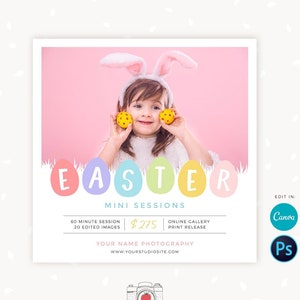 Easter Mini Session Template, Easter Mini Sessions Template, Easter minis marketing board, Easter Photo Sessions, Instantly editable