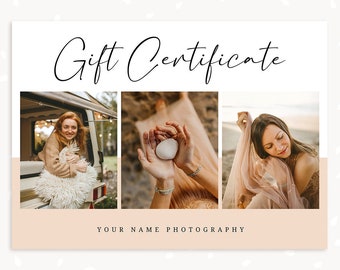 Photography gift certificate template, Photography gift card template, Photo Gift Cards, Photography Gift Certificate, Canva, Photoshop