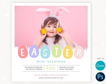 Easter Mini Session Template, Easter Mini Sessions Template, Easter minis marketing board, Easter Photo Sessions, Instantly editable