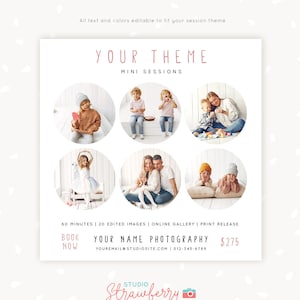 Mini Session Template, Mini session marketing, Photography marketing, Neutral mini sessions template, Editable marketing board, photographer