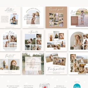 Photographer instagram template, Photographer instagram posts, Photography instagram template, Instagram feed posts photographers, Canva