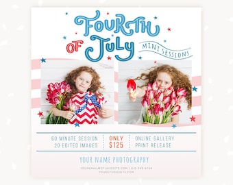 Fourth of July Mini Sessions Photoshop Template, Independence Day Marketing Board, Mini Session Photoshop, 4th of July, Patriotic, USA