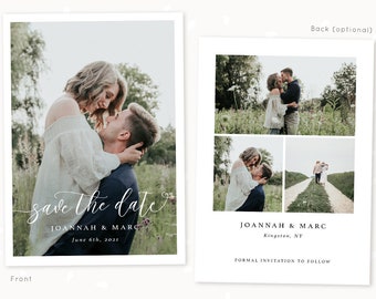 Save the date template with photo, Save the date card, Photoshop, Wedding announcement template, Save the date template with picture