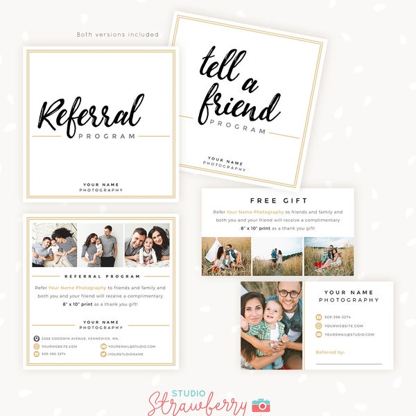 Referral cards, referral card template, referral program, tell a friend, referral photoshop template, word of mouth marketing board psd