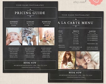 Photography Pricing List, Chalkboard Price List Template, Photoshop Template, Wedding Pricing Template, Wedding Price List, Pricing Guide