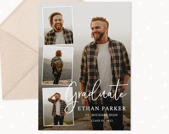 Guy graduation announcement, Graduation announcement boy, Senior Graduation Template, Graduation Announcement, Canva template, Photoshop
