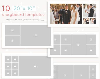 Storyboard template 10x20, blog board template, 20x10 Storyboard Templates, Photography collage template, square album template 10"