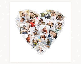 Modèle de collage coeur, modifiable instantanément, modèle de collage photo coeur, collage photo en forme de coeur, collage photo Saint-Valentin, collage amour