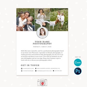 About me template, About me page, About me page Canva template, Photoshop, Photography flyer, Photographer flyer, One page brochure, Info