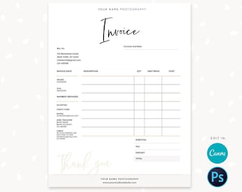 Invoice template, Printable invoice, Invoice template Canva, Photography invoice, Business invoice, Receipt template, Photography forms, C01