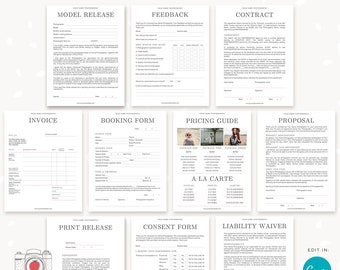 Photography Business Forms Bundle, Photography Forms Template Set, Canva, Photoshop, Photography contract bundle, Photographer forms, C05