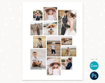 Photo collage template, Blog board, Canva, Photoshop, Storyboard template, Photographer blog board template, Sneak peek, Photography collage