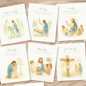 Karwoche Bibel Studium Karten Printable | Osterdevotionalie für die Familie | LDS & christliche Osterstudie | Schriftbasierte Reflexionskarten